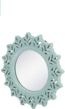 VAS Collection MDF Mirror Frame Fro Wall Decor,Bedroom,Living Room,Bathroom & Hallway(Green,Round)