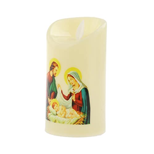 ATORSE® Electronic Candle Flameless Pillar Light Decoration Saint Family