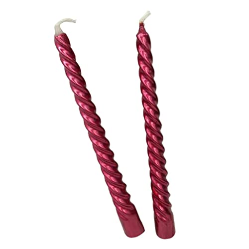 ATORSE® 2Pcs Twisted Spiral Christmas Taper Wax Candle Candlelight Dinner Decor Red