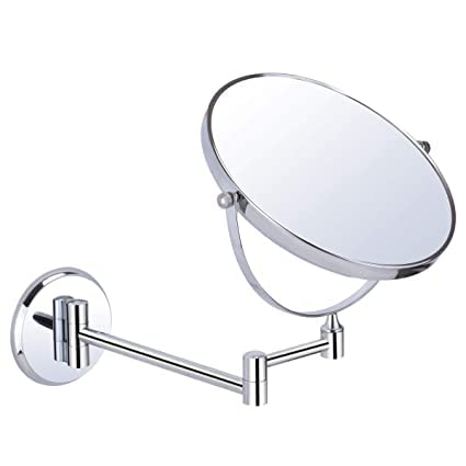 SOMANY Makeup Mirror/Shaving Mirror/Bathroom Mirror with 5X Magnifying Mirror & Wall Bracket with Adjustable Frame (Silver)(Round) Framed | 304 Stainless Steel