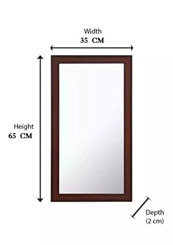 Seven Horses Frame Brown Sunmica Finish Fiber Wood Wall Mirror, Dressing Mirror Solid Premium Brown Water Resistant Synthetic Fiber Wood Made (15X27 Inch)