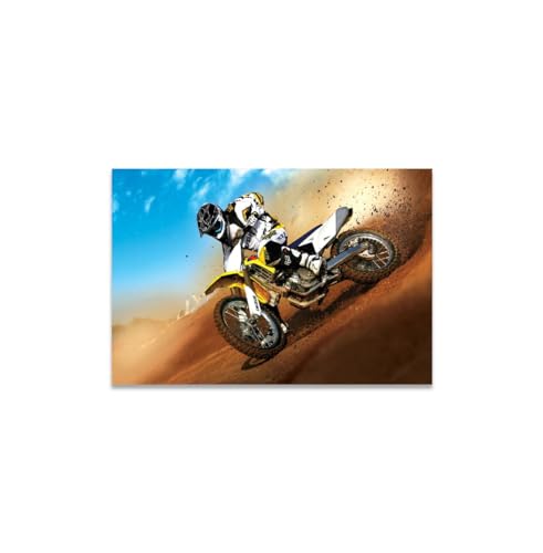 GADGETS WRAP Canvas Gallery Wrap Framed for Home Office Studio Living Room Decoration (17x11inch) - Dirt Bike