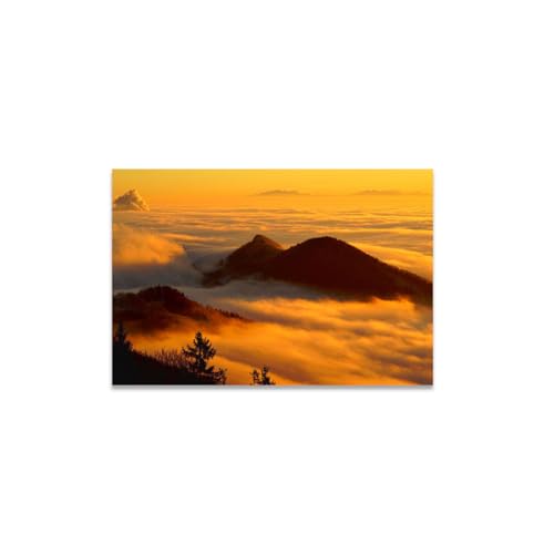 GADGETS WRAP Canvas Gallery Wrap Framed for Home Office Studio Living Room Decoration (14x11inch) - Swiss Jura Mountains