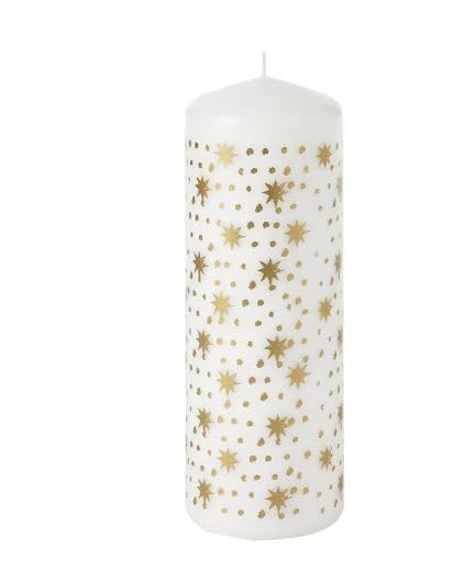 Uppfylld Vinterfint Unscented Pillar Candle, Gold-Colour, 19 cm (7 ½ ")