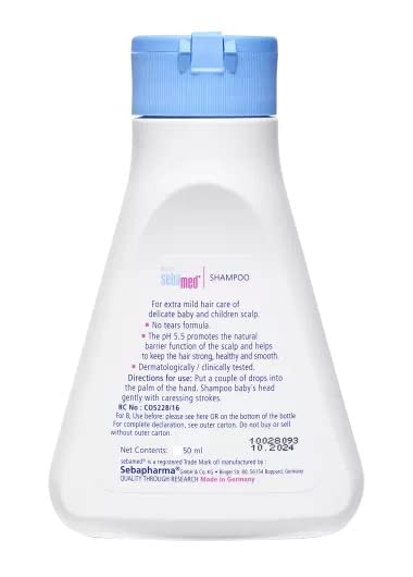 Sebamed Baby Shampoo 50ml|Ph 5.5| Camomile|Natural moisturisers|No tears formula|For delicate scalp