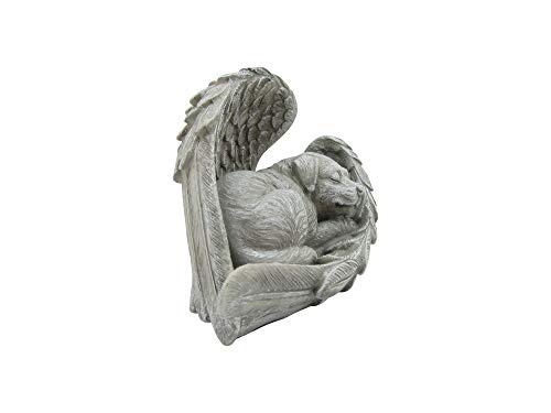 Comfy Hour Resin Dog Sleeping in Angel Wing Pet Statue - in Memory of My Best Friend Bereavement