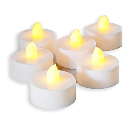 SWADEC Led Tea Light Candle Diva Flameless LED Battery Operated Tealights, Smokeless Decoration, Christmas,Birthday, Diwali Decorative Candles Amber Yellow (Standard, 24)