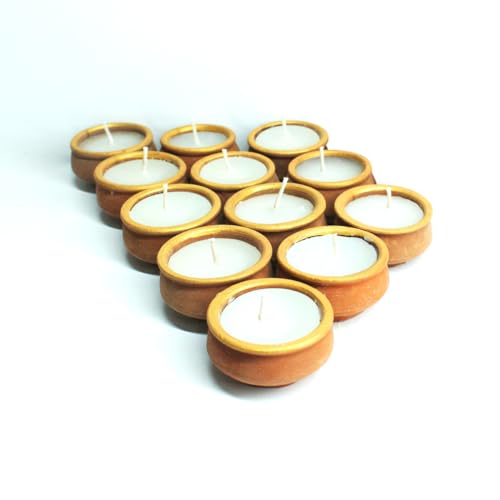 CRAFTLIPI Terracotta Handi Candles, Set of 12