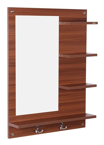 SUMWUD Bloza Wall Mount Dressing Mirror with Shelf Engineered Wood Classic (Walnut) (80X60X14 cm)