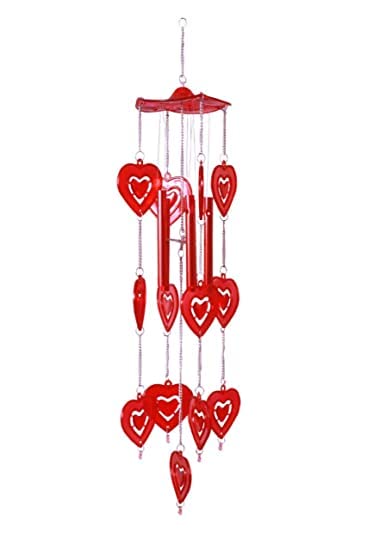 TRT-Sales Red Heart Wall Hanging Wind Chems Windchime Wind Chime for Home, Office, Valentine Gift