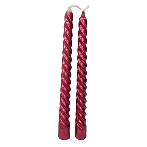 ATORSE® 2Pcs Twisted Spiral Christmas Taper Wax Candle Candlelight Dinner Decor Red