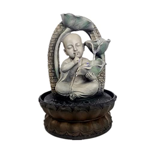 ATORSE® Resin Water Fountain Decor Small Monk Calm Feeling for Housewarming Gifts A