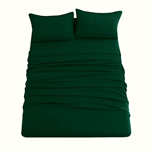 Sfoothome Fitted Sheet King Size, Brushed Microfiber, Extra Soft and Comfortable - Wrinkle, Fade Resistant,Blackish Green Sheet with Deep Pocket