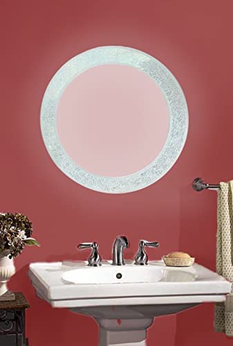 Cheval Glasses Beautiful Pearl Engraved Designer Venetian Multi Glass Round Wall Mirror with Sturdy Frame - (24 X 24 Inches).