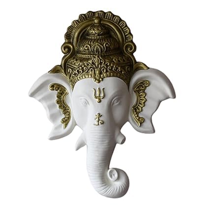 Shawshank 3 Feet Ganesha face Wall Hanging Mural Showpiece for Home Entrance Decor, Office, Study Room - Idol Statue Shri Ganesha face Wall Mount(white)