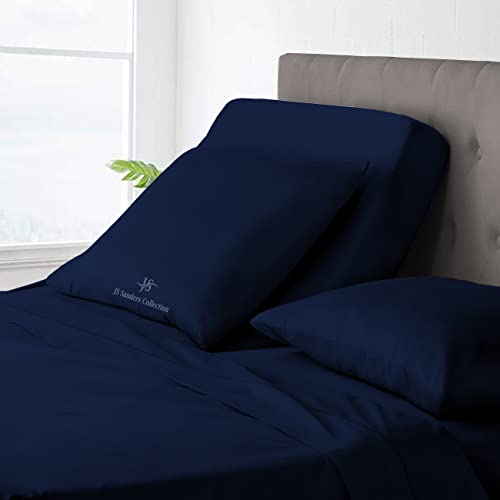 Top Split King Sheets Sets for Adjustable beds, Half Split King Sheet Sets for Adjustable beds 18" deep Pocket, 34" Split Top Sheets 1000 TC 100% Cotton (Half Split Fitted) Navy Blue