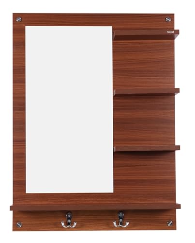 SUMWUD Bloza Wall Mount Dressing Mirror with Shelf Engineered Wood Classic (Walnut) (80X60X14 cm)