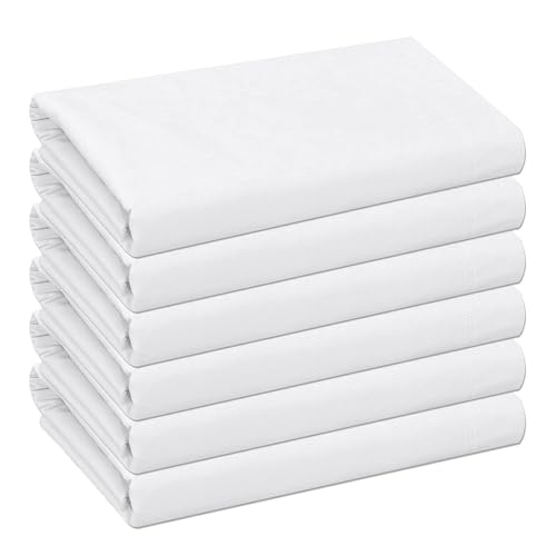 ZOYER Microfiber Flat Sheet - 6 Pack - Top Sheet Only Soft Brushed Fabric - Shrinkage & Fade Resistant Flat Bed Sheet (King, White)