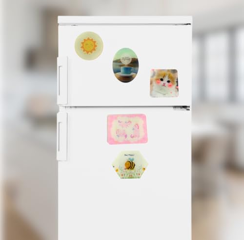 Tresneria® Personalized Acrylic Geometric Shape Fridge Magnets | 4 x 3 inches | Set of 5 | Customizable with Your Photos