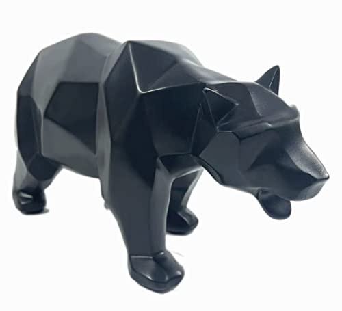 Abstract Sculptures Home Decor Animal Figurines Geometric Surface Statues (Black Bear)