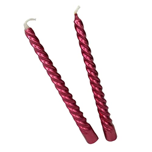 SAZ DEKOR 2pcs Twisted Spiral Christmas Taper Wax Candle Candlelight Dinner Decor Red