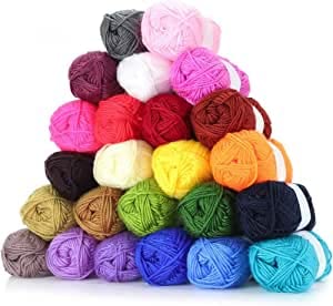 ZUBSHA Wool Balls Random Colors - Perfect for Mini Knitting and Crochet Project Hand Knitting Art Craft Soft Fingering Crochet Hook Yarn, Needle Knitting Thread Dye (Pack of 6)