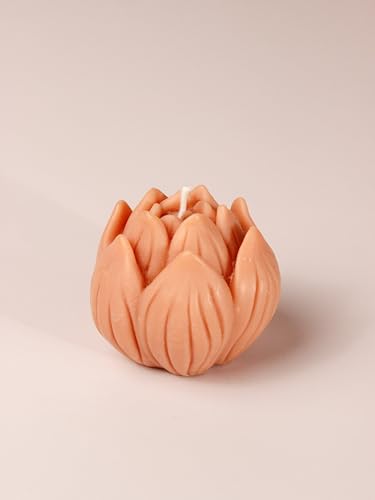 The Orby House Set of Two Floral Glow Candles - Lotus(Peach), Floral Shaped Scented Candle Unique Design, Perfect for Festival and Gifting, (Spring Fling)