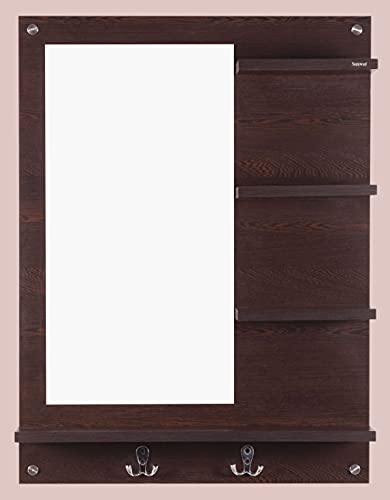 SUMWUD Bloza Engineered Wood Wall Mounted Dressing Mirror with Shelves Wenge