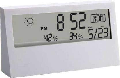 VAGMI Digital Table Alaram Clock with Temperature (White)