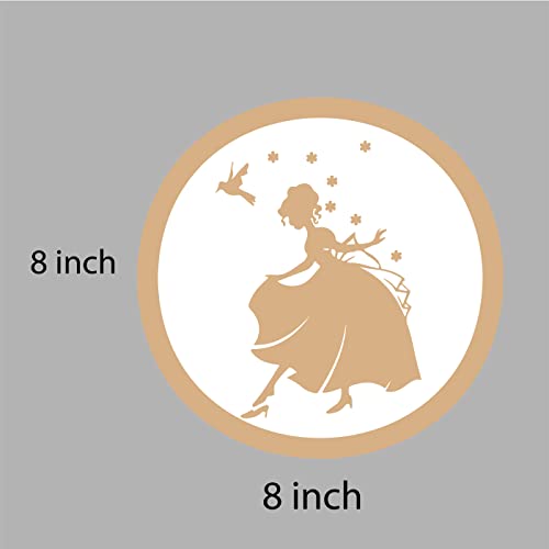 DOTME Cinderella Dance Wooden With Vinyl Sticker Decorative Design Wall Decor For Home Kids Bedroom Living Room Hall DIY Art 8 INCH