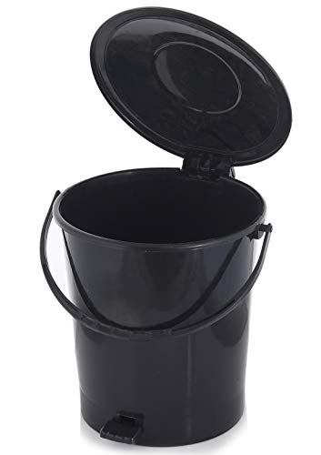 Kuber Industries Step-On Pedal Dustbin/Waste Bin with Lid|Solid Color & Durable Plastic| Capicity 10 Ltr (Black) - CTKTC34636