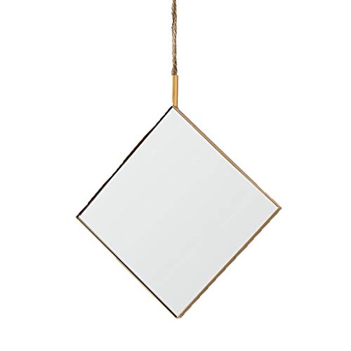 ATORSE® Wall Hanging Framed Mirror for Home Bathroom Round/Rhombus Rhombus_S_Golden