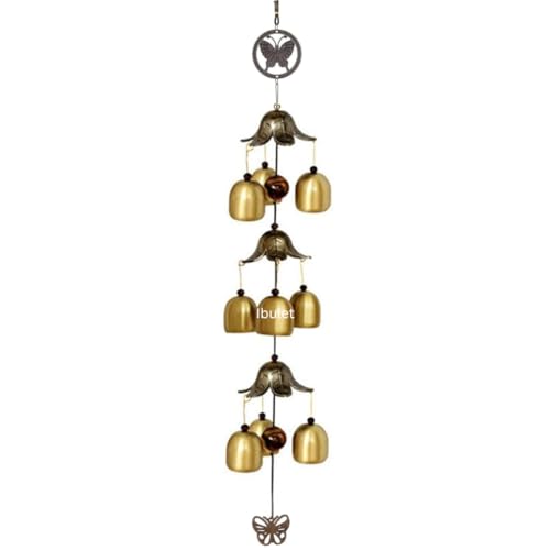 Wind Chimes for Home Balcony, Garden Positive Energy, Home Decor Hanging Long Brass Bells Gifts for Loved Ones 9 Bells