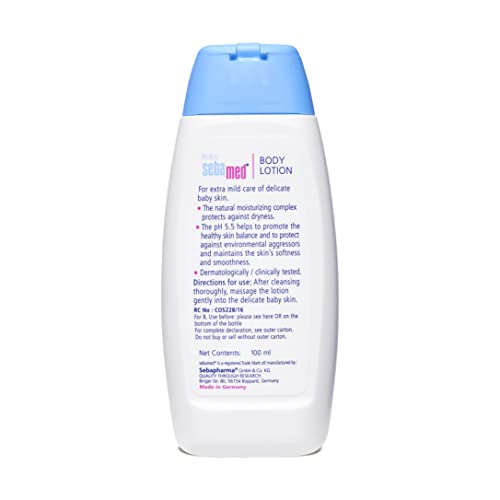 Sebamed Baby Body Lotion 100 ml|Ph 5.5|Camomile & Allantoin| Dermatalogically tested| Sensitive skin