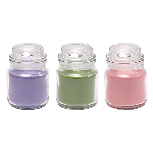 Belicia Scented Wax Candles in Glass Jar Set (Lemon Grass, Lavender, Rose) - Pack of 3