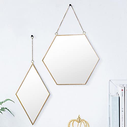 CALANDIS Nordic Wrought Iron Gold dessing Mirror Wall Hanging Bathroom Wall Mirror L