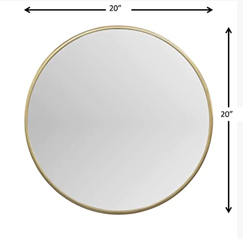 Vanity Round Wall Mirror For Bathroom//20 Round Metal Frame In Gold, Wall-Mounted Mirrors For Bathroom, Living Rooms, Entryways (Gold, 20 Inches), Framed