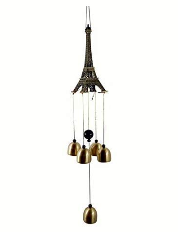 Shamsi Arts Gifts Eiffel Tower 4Bells Copper Wind Chimes Church Home Yard Garden Hanging Decor