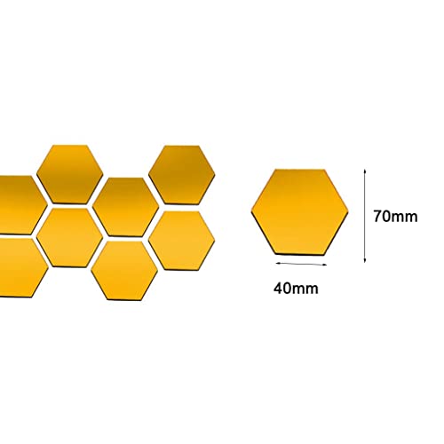 ATORSE® 12X 3D Hexagon Wall Stickers Mirror Acrylic DIY Home Decor Gold 70X40Mm