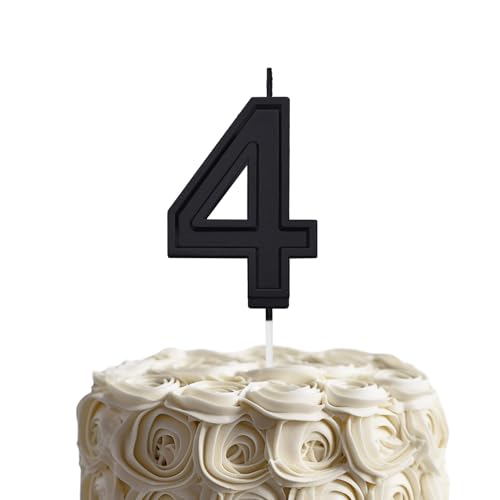 Black 4 Number Birthday Candle for Cake, 2.76 Inch Number Cake Candles for Wedding Anniversary Decoration Happy Birthday Party Celebration