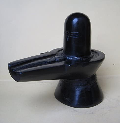 craftslook 4" Shiva Lingam Shivling Statue Black Marble Handmade Hindus Worship Idols Art