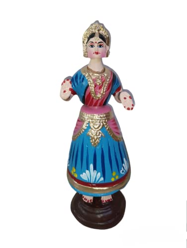 Sri Durga Creations Tanjore Dancing Doll/Golu Doll[Red, Blue, Yellow] Size 11 inch