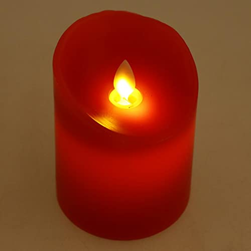 ATORSE® Flameless Led Pillars Tea Light Candles for Holidays Wedding Parties Red 10Cm