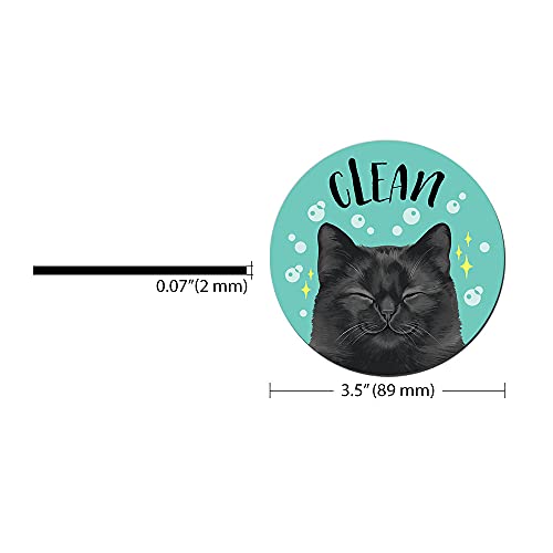 WIRESTER 3.5 inch Clean Dirty Sign Double-Sided Magnet Flip Decoration for Kitchen Dishwasher Washing Machine, Black Bombay Cat