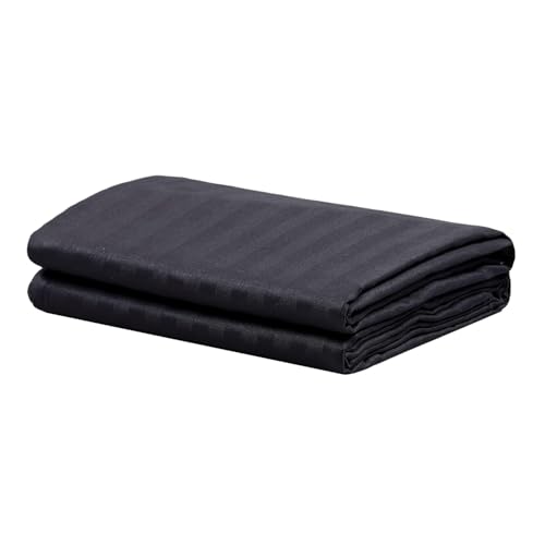 Evan Cotton 48x72x6 inch Single Fitted 300TC Satin Stripe Elastic Fitted Bedsheet |Home, Pg, Hotel, Hostels, Hospital Fitted Bedsheet with 1 Pillow (72"x48" up to 6" Mattress | 6x5 feet, Black)