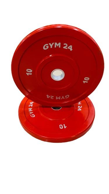 GYM24 Olympic Size Colour Bumper Plates for Weight Lifting (Dia 50mm) (7.5 kg, Red)