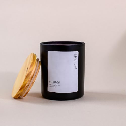 Amaraa Fragrances Black Velvet Dreams Jar Scented Candle Aromatherapy, Hand-Poured Natural Soy Wax, Long-Lasting Fragrance for Home and Office (African Wood)