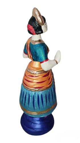 Sri Durga Creations Tanjore Dancing Doll/Golu Doll[Yellow, Blue, Yellow]