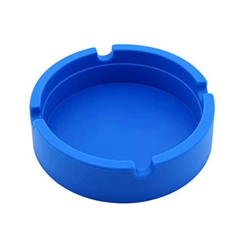 Round Silicone Ashtray Smoking Cigar Holder for Tabletop Office Blue