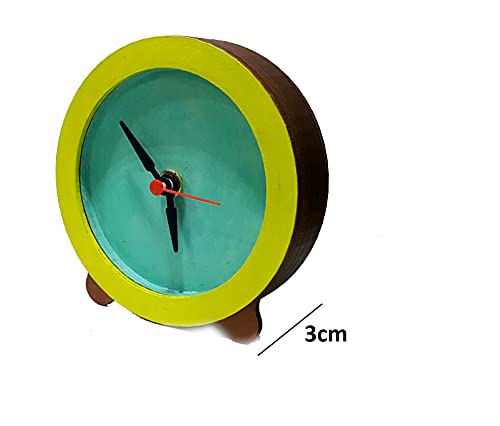 GENERIC Handmade MDF Wooden Table Top Clock for Home Decorations and Gifting